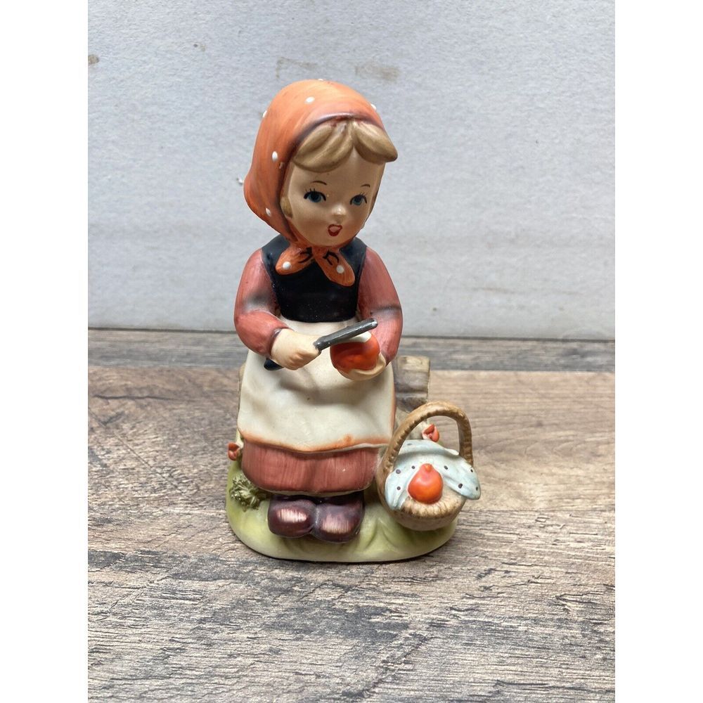 Vintage Erich Stauffer Figurine Girl Sitting On Log